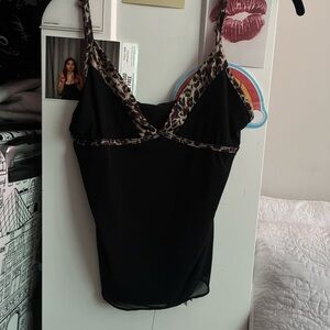 Leopard Accent Black Camisole